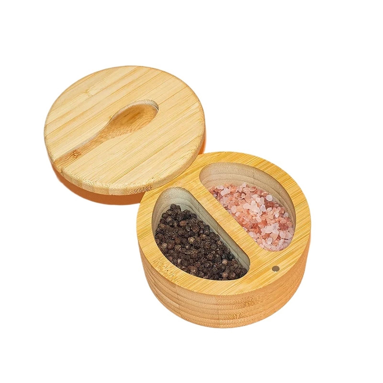 LuoAXINN Wooden Salt Cellar Salt Pepper Condiment Set with Magnetic Lid Wooden Jars Sugar Container Spice Storage Pot(Color 2)