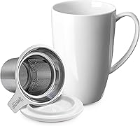 Vista 15 de Sweese Taza de té de cerámica de 15oz con infusor y tapa, apta para microondas y lavavajillas, infusor de té de hojas sueltas extra fino, asa Azul