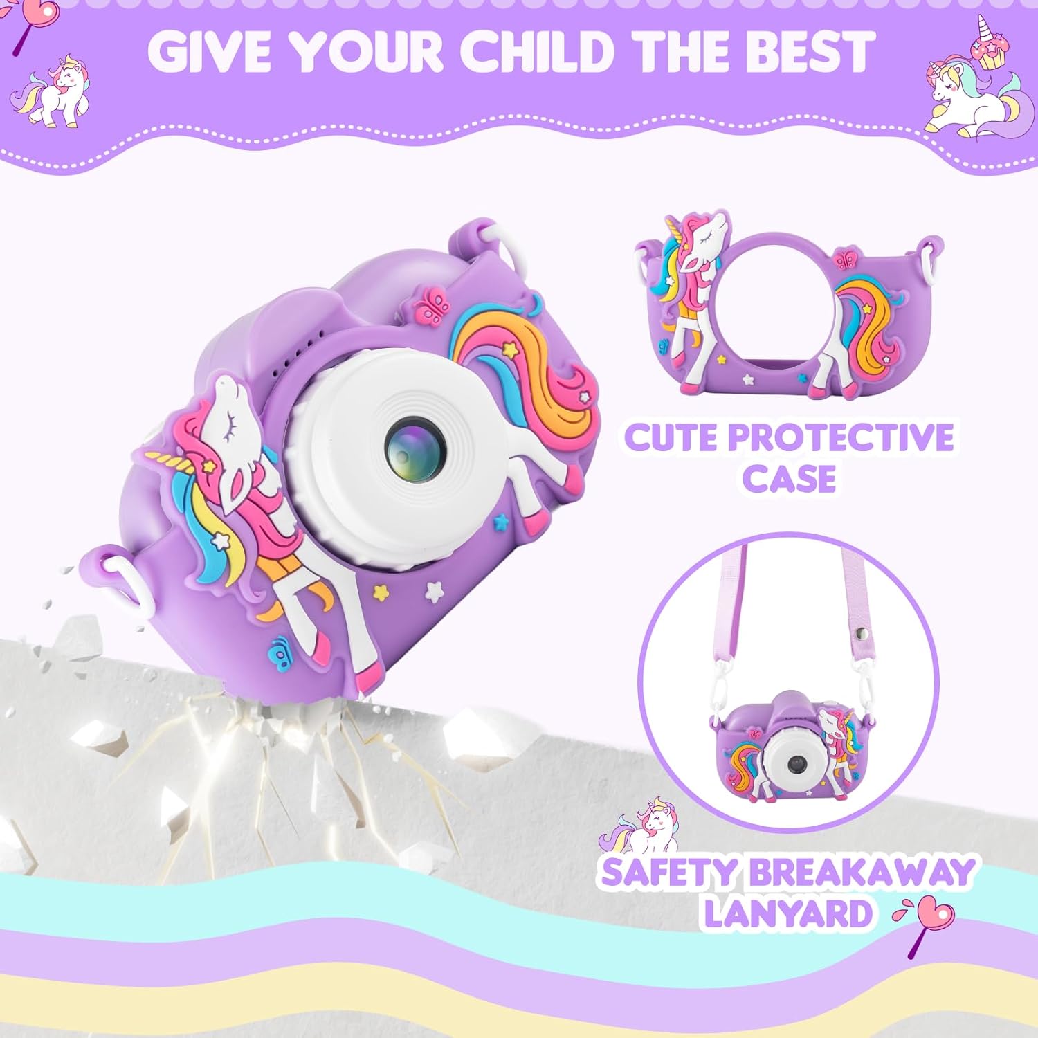 Kids Camera Toddler Toys for 3 4 5 6 7 8 Years Old Girls, 48MP HD Dual Lens Selfie Camera for Kids, 1080P HD Video Kids Digital Camera for Age 3-9 Christmas Birthday Gifts with 32G SD Card - Image 7