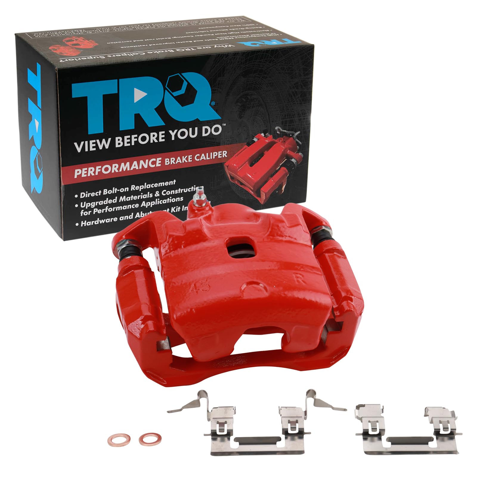 TRQ Front Right Brake Caliper w/Bracket Performance Red Passenger Side