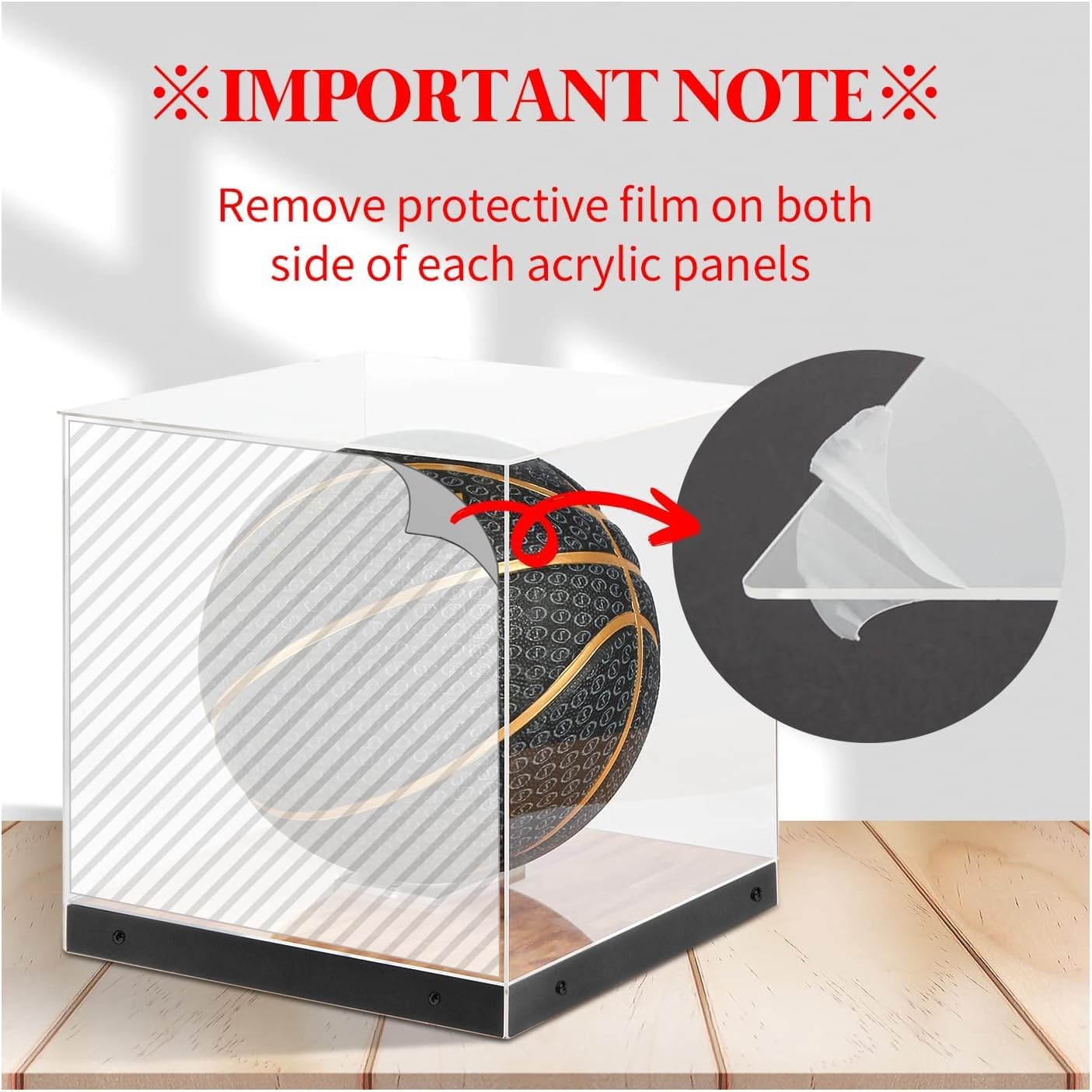 Jackcube Design - Basketball Display Case - Clear Storage for Balls, Acrylic Box for Memorabilia, Autograph Ball Standing Display MK342SS