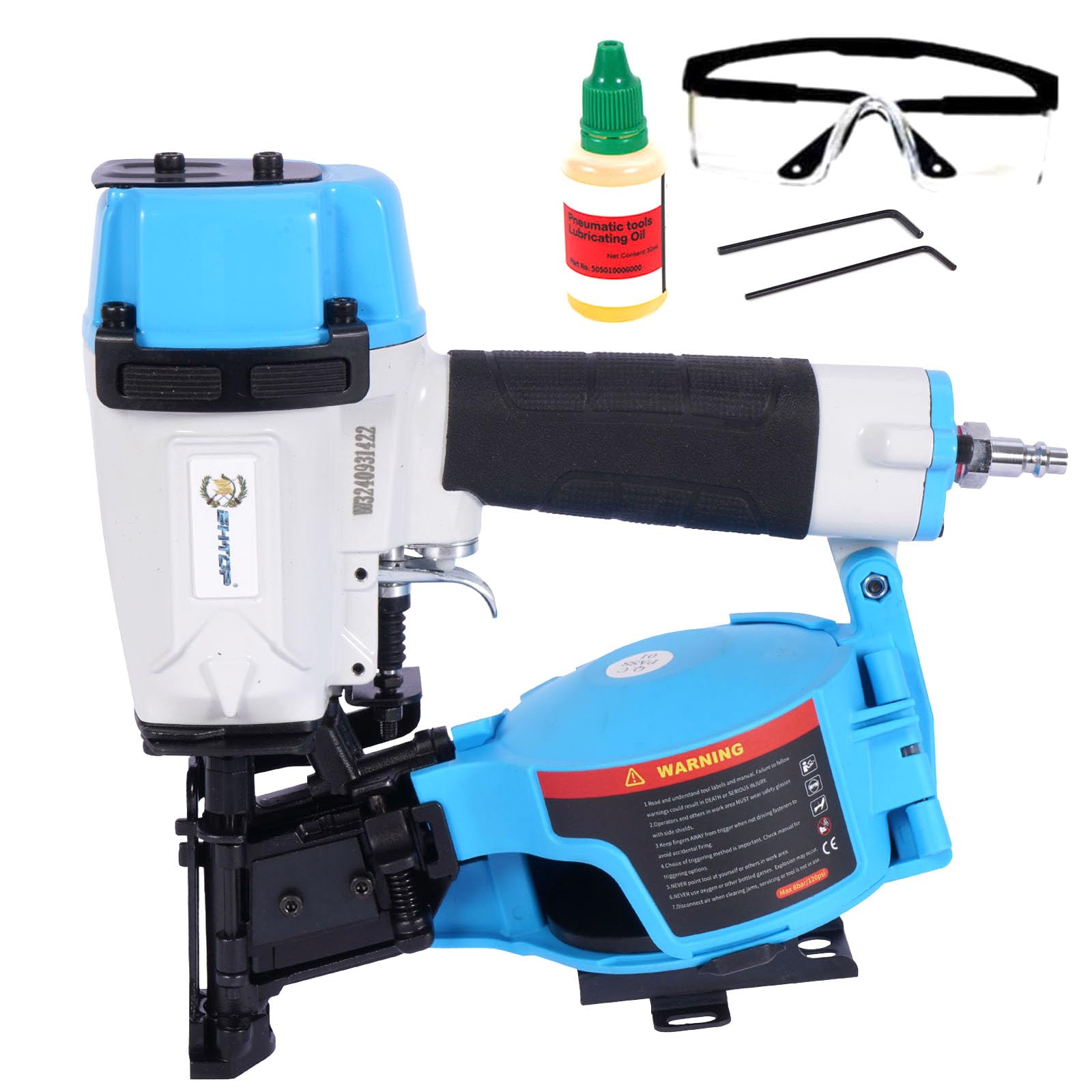 BHTOP Guatemala Style CN45N Roofing Nailer, 15 Degree Roofing Nail Gun, 3/4-Inch to 1-3/4-Inch Coil Nails, 120-pcs Load Capacity Coil Nailer