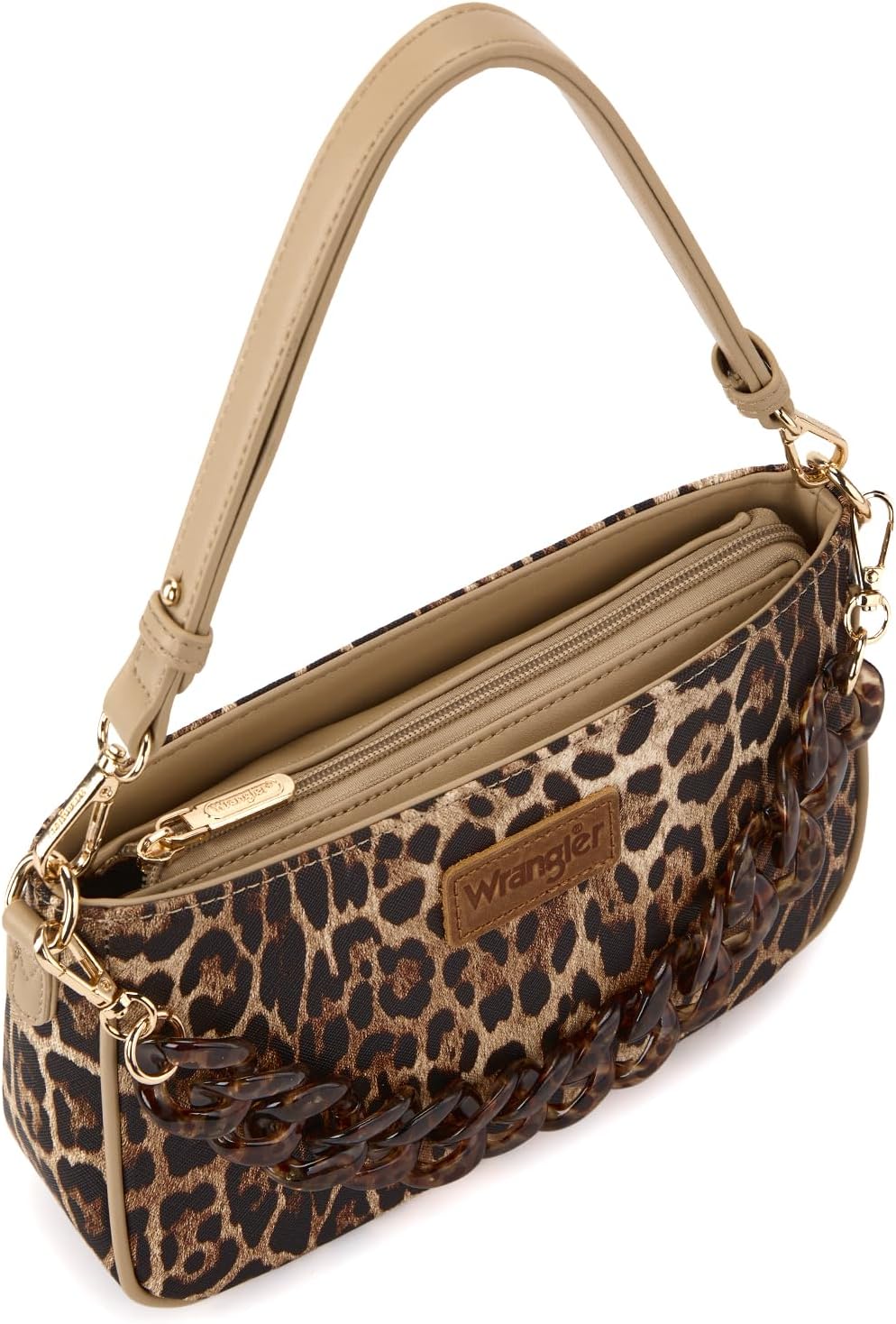 Wrangler Small Women's Shoulder Bag Retro Cheetah Clutch Purse with Acrylic Chain - Image 5
