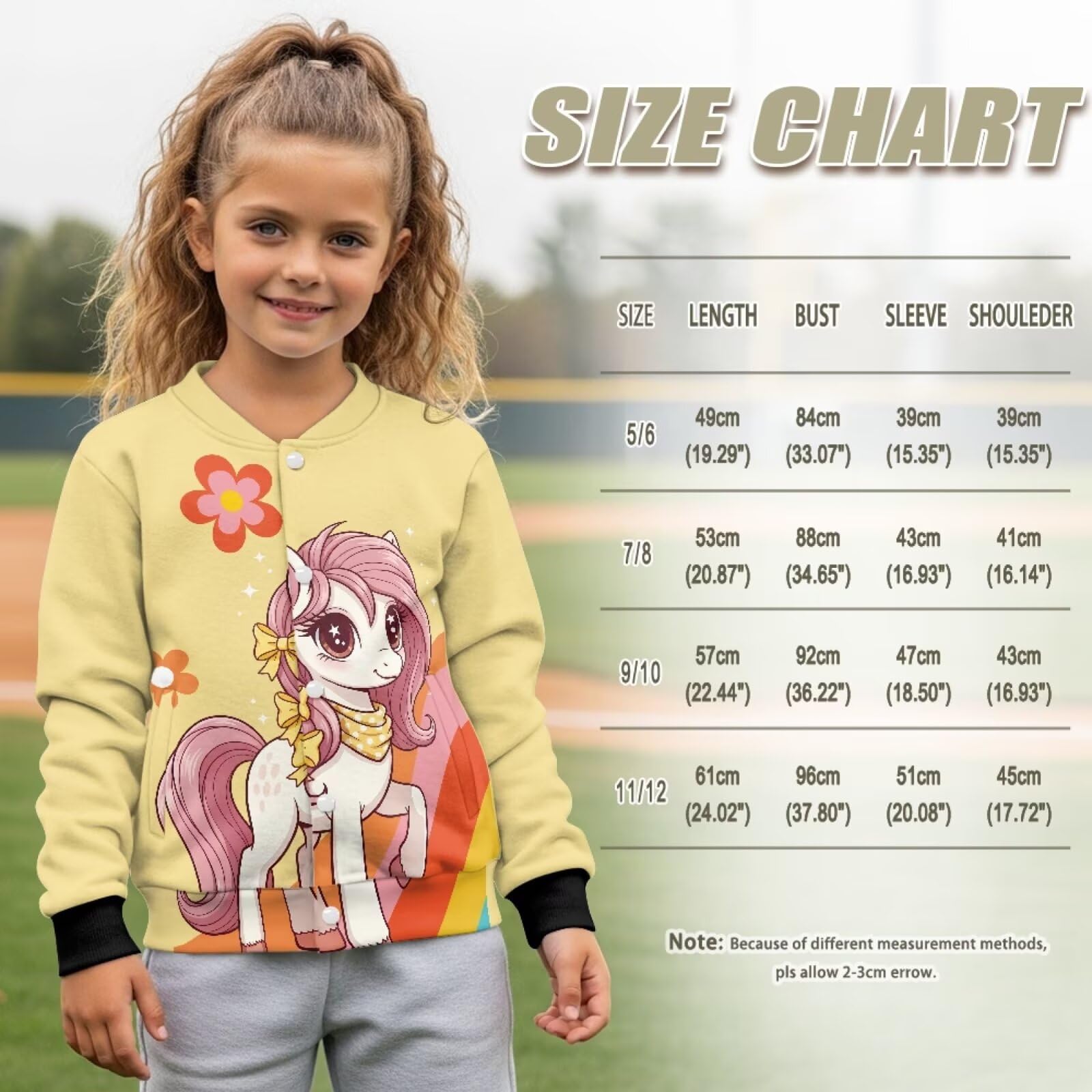 chaqlin Süßes Pferd-Baseballshirt für Mädchen, langärmelig, Kinderpullover, lustige Baseball-Trikots, Shirts 5–6 Jahre, Herbst-Mädchen-Blusen mit Tasche