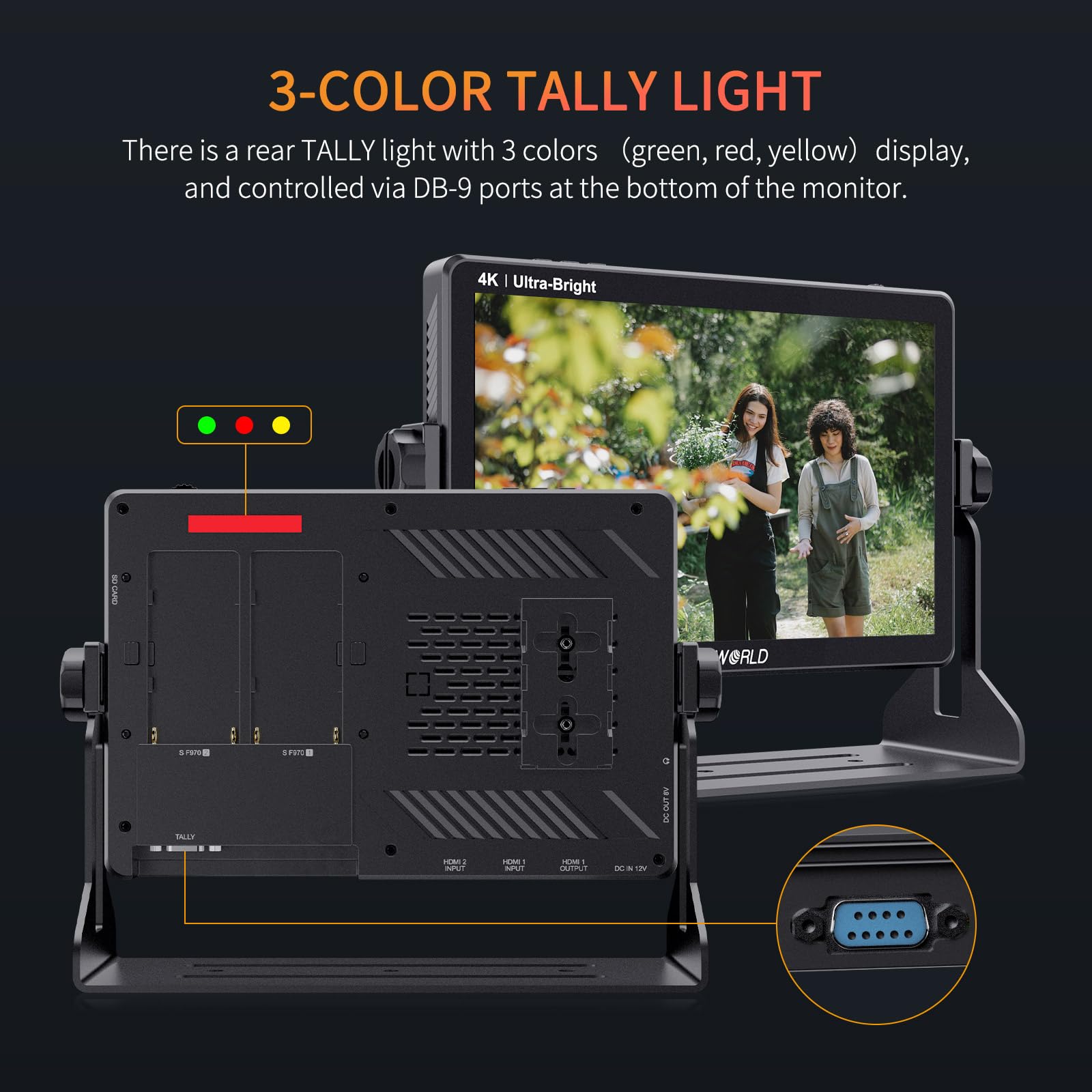 FEELWORLD LUT11H Camera Field Monitor 10,1 pollici touch 2000 nit ultra luminoso per reflex digitali con forma d'onda LUT F970 Kit di installazione e alimentazione Uscita ingresso HDMI
