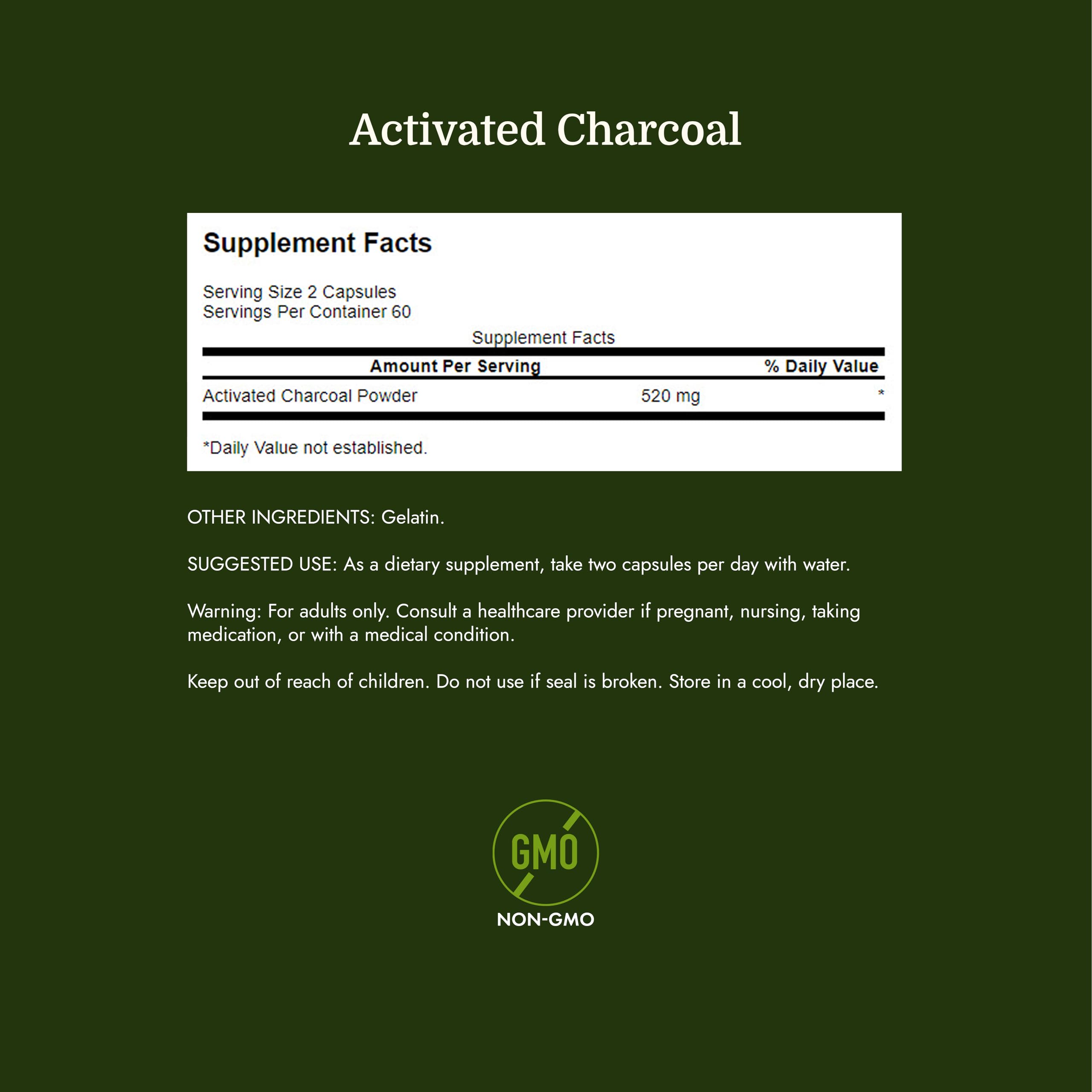 Swanson Activated Charcoal Digestive Support Supplement, 120 Count — Amazon image 4