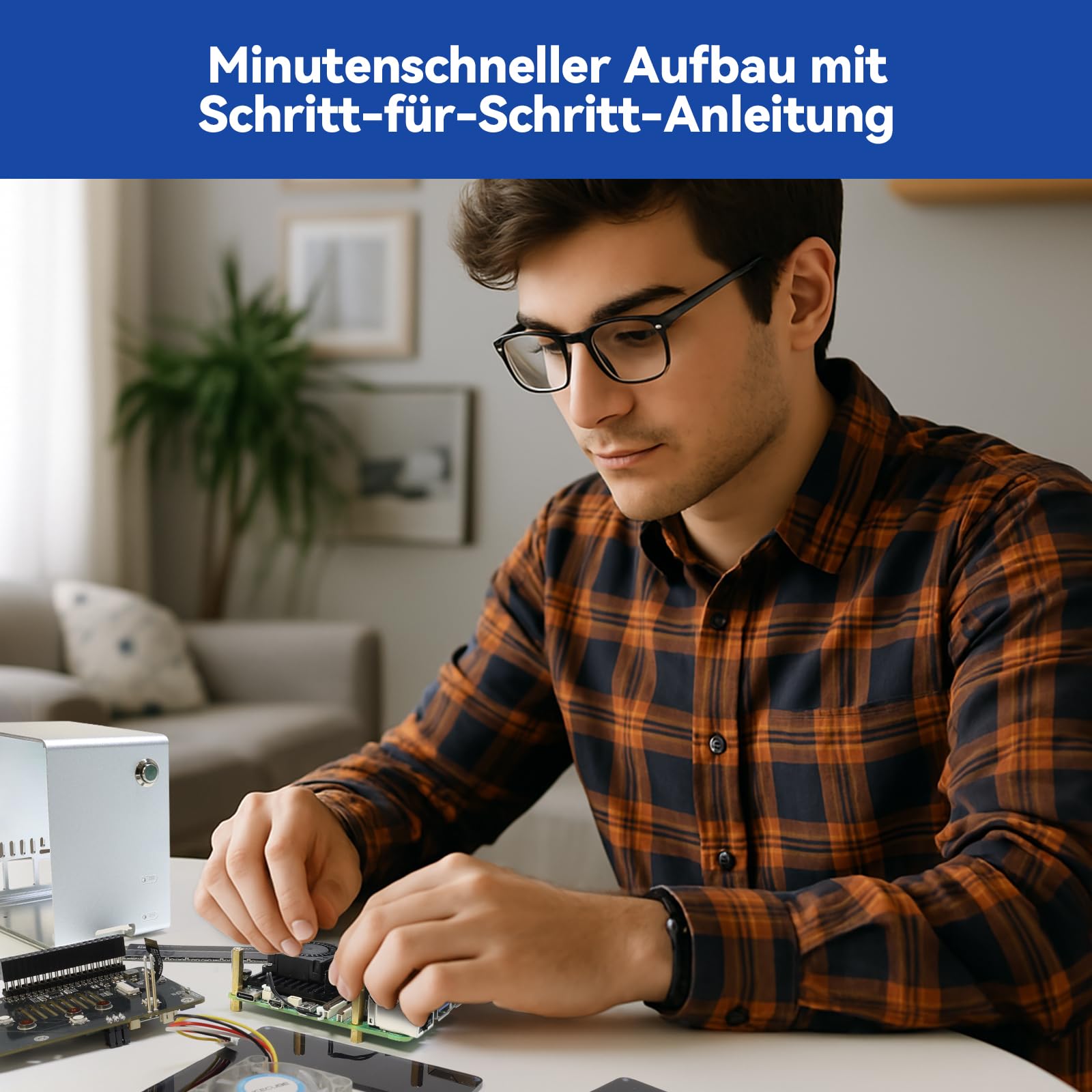 Pironman 5-Mini NVMe M.2 SSD PCIe 2.0/3.0 Mini-PC-Gehäuse für Raspberry Pi 5, Hailo-8L, OpenClaw KI-Agent, PWM-Aktivkühler + RGB-Lüfter, Safe Shutdown, RGB-Effekt (RPI5 Nicht enthalten)