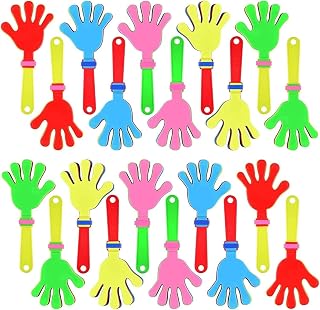 Paquete de 24 aplausos de mano, mini aplausos de mano de plástico de 18,5 cm, para hacer ruido, coloridos juguetes para hacer ruido de fiesta, aplaudir manos para juegos, fiesta de cumpleaños,