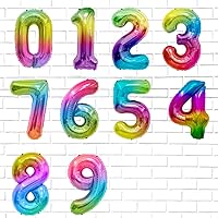 Vista 4 de Globo de número 1, globos de número 1, globos de número arcoíris degradado de 40 pulgadas, un globo para el primer cumpleaños, fiesta de cumpleaños