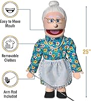 Vista 3 de Marioneta estilo ventrílocuo de 25 pulgadas, abuelita melocotón, cuerpo completo