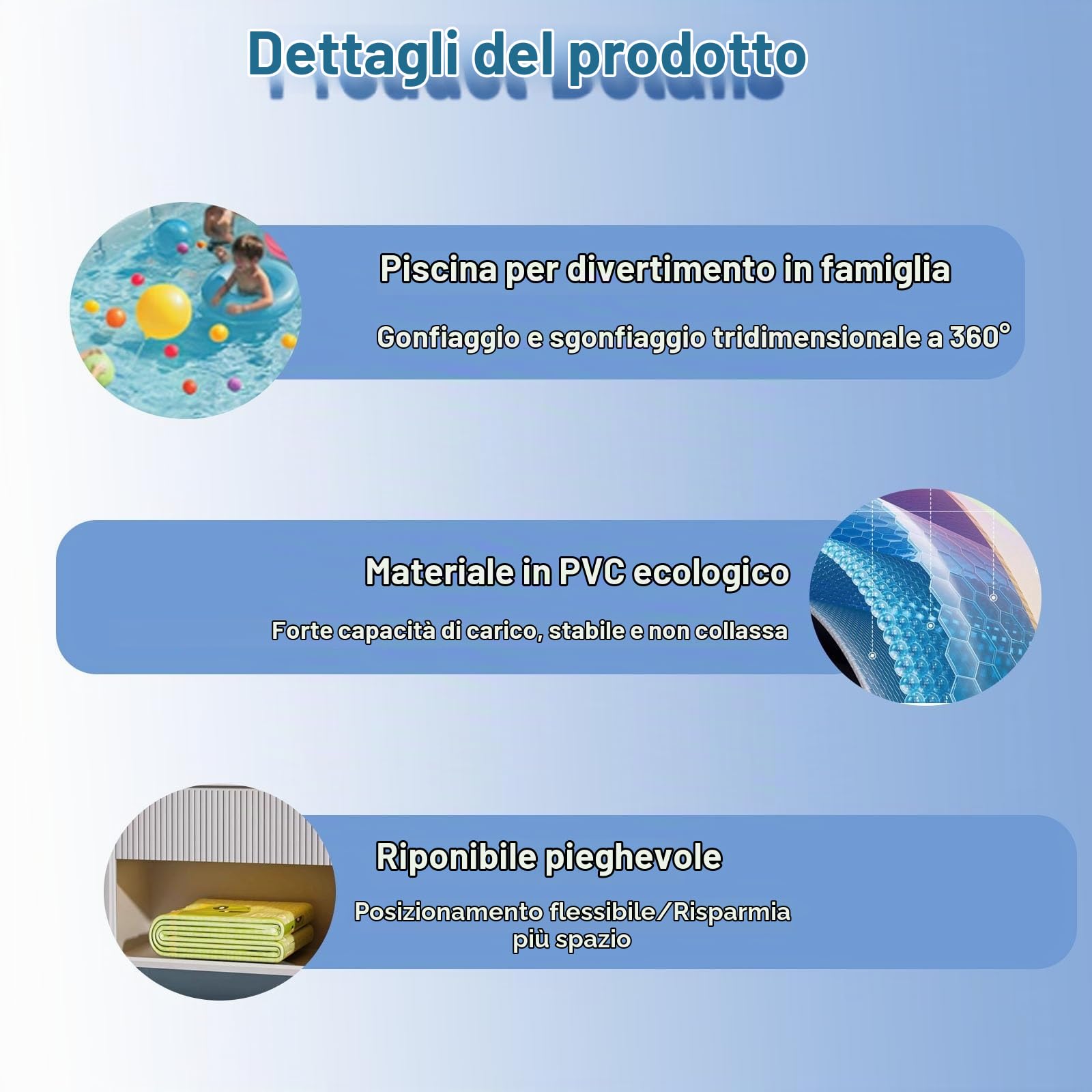 Piscine Gonfiabili Piscina Gonfiabile In PVC Per Famiglie Piscina Da Giardino Per Interni Ed Esterni(Blue-A,150 * 90 * 45cm)