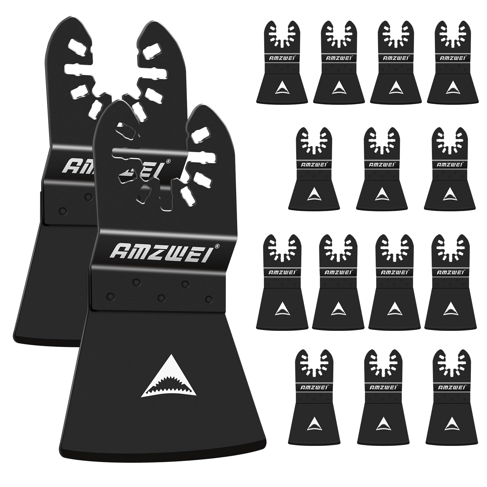 AMZWEI 16PCS Oscillating Tool Scraper Blades,HCS Caulk Remover Tool Blades for Vinyl Flooring,Paint,Carpet,Tile Adhesives, Compatible with Dewalt