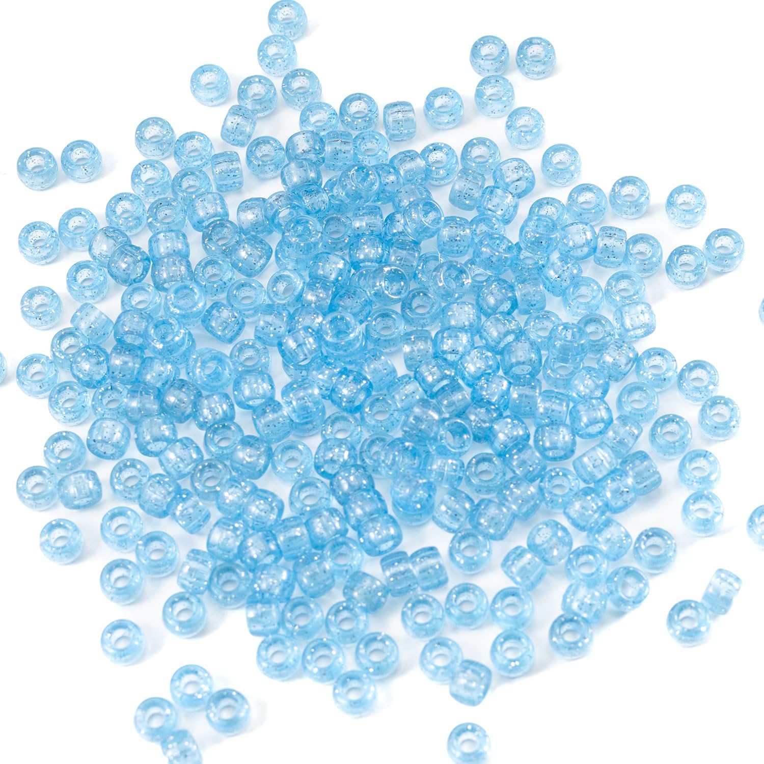 Gxueshan 1000 Pcs Acrylic Plastic Transparent Blue Pony Beads Large Hole Pens Hair Braiding 6x9mm Bulk Kandi Beads for Friendship Bracelet Necklace Jewelry Making Kit