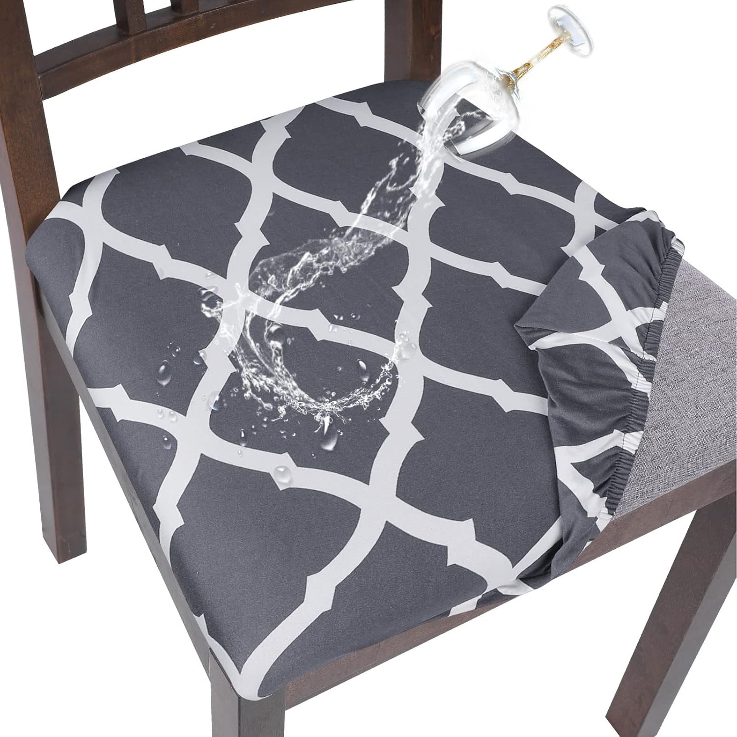 SearchI Seat Covers for Dining Chairs, 4 Pack Water