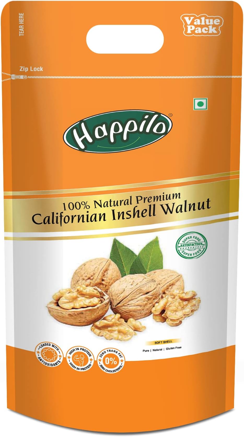 HappiloPremium 100% Natural Californian InShell Walnut Kernels, 1000g