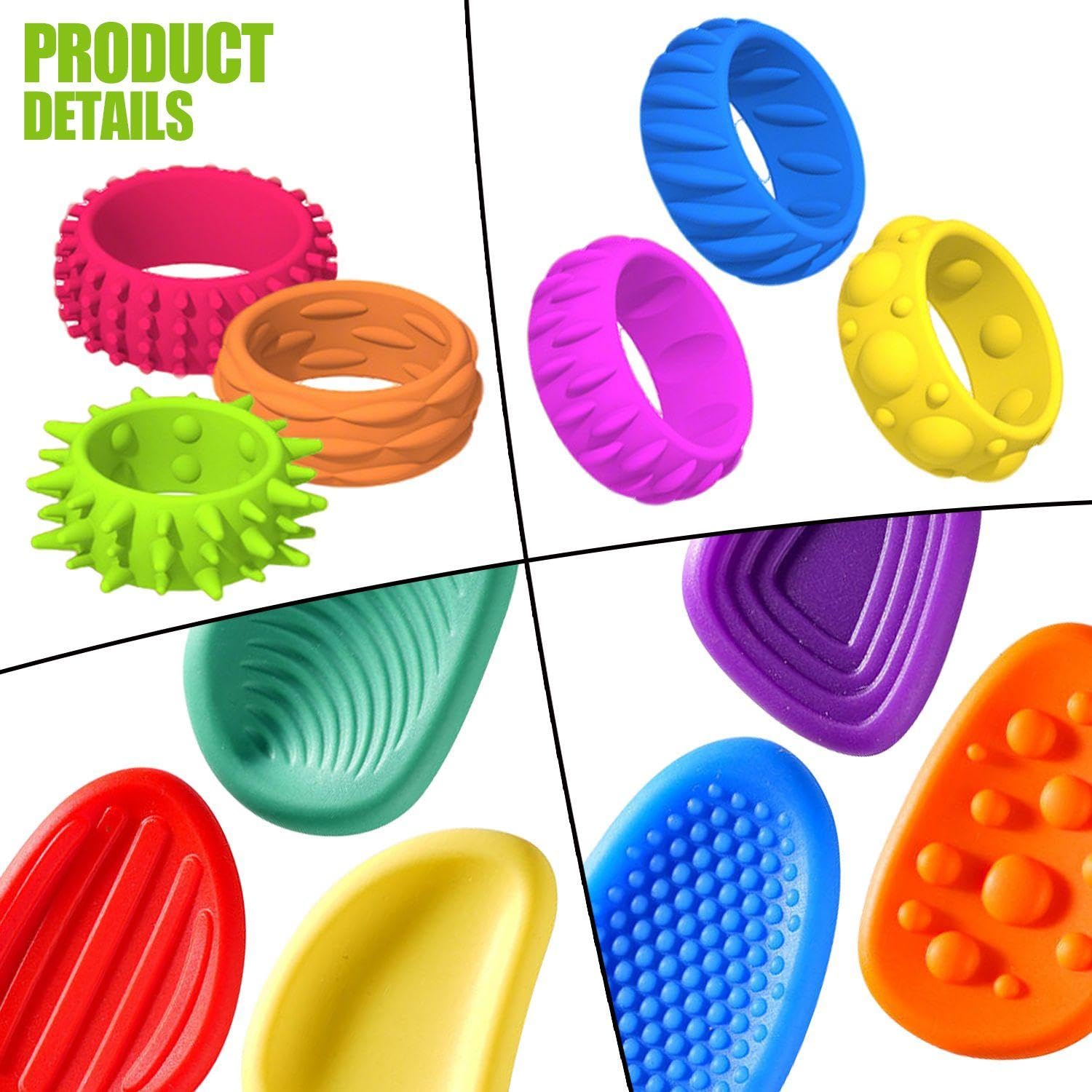 12-Piece Ring Toys And 6-Piece Sensory Stone Toys, Creative Children'S Toys, Unzip Toys, Portable Fingertip Toys. - Image 3