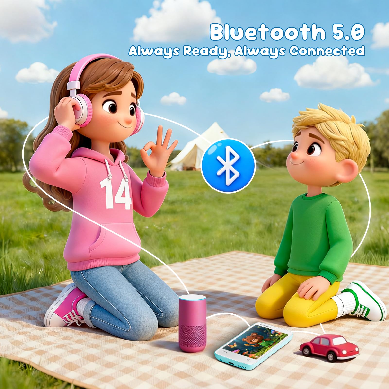 Lecteur MP3 pour enfants, contrôle parental, 16 Go, prend en charge Spotify et Audible, Bluetooth et WiFi (vert menthe)