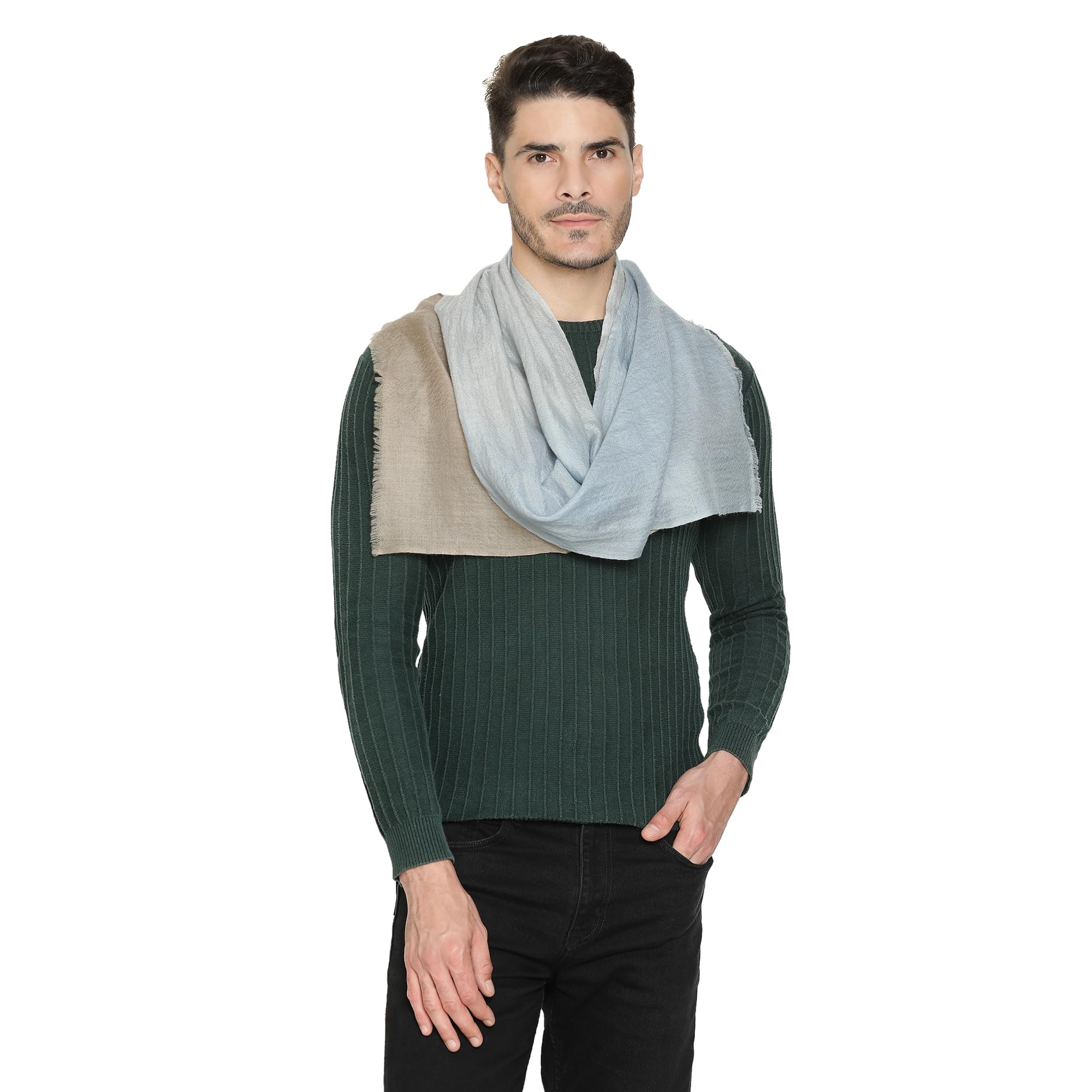 Ombre-Dyed Pure Cashmere Muffler For Men – Light Blue and Toosh-image-16