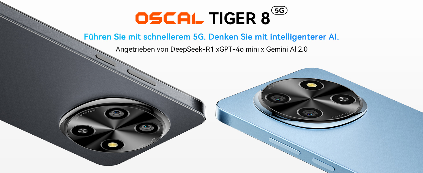 OSCAL Tiger 8 AI Smartphone 5G Without Contract, Android 15 Mobile