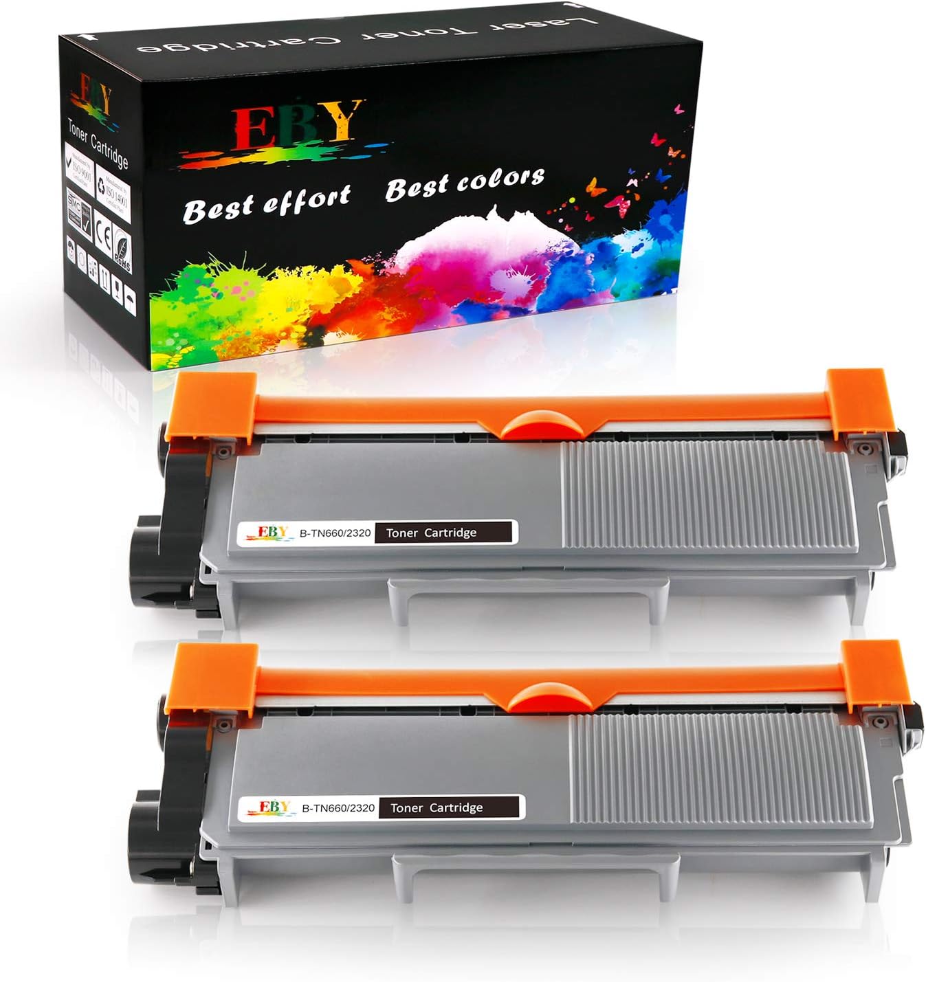 EBY Compatible Toner Cartridge Replacement for Brother TN660 TN-660 TN630 TN-630 MFC-L2700D DCP-L2540D HL-L2300D MFC-L2740DW HL-L2340DW HL-L2320D HL-L2360DW Printer (Black, 2-Pack, High Yield)