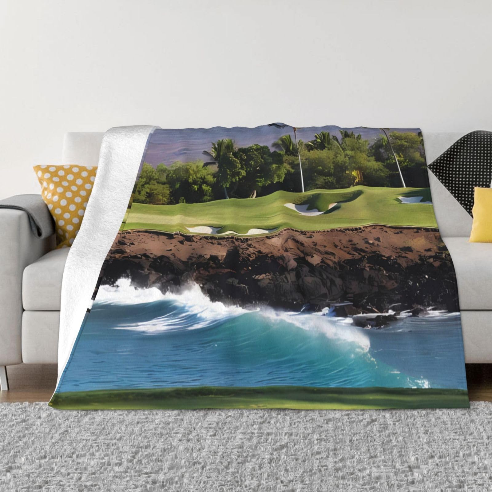 Couverture hawaïenne en flanelle golf plaid doux canapé et lit