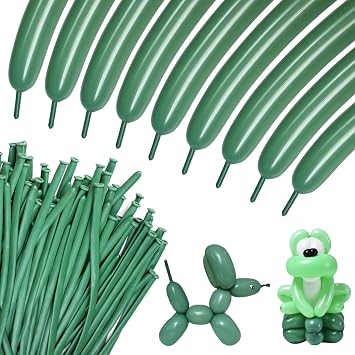 100pcs Sage Green 260 Balloons, Thickening Latex Green 260q Balloon for Animal Model, Long Twisting Balloons for Halloween Xmas Presents, Animal Shape, Birthdays Clowns. Sage Green