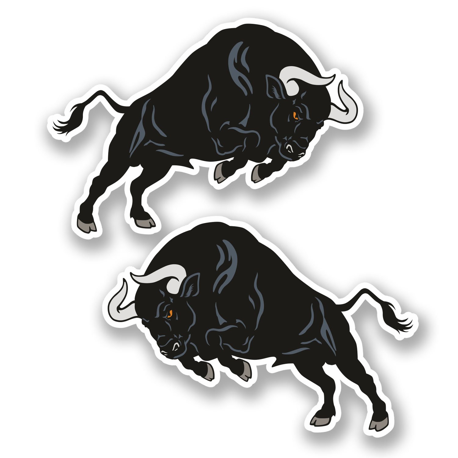 2 x 15cm Black Spanish Bull Vinyl Decal Sticker Laptop Tablet Bike Car Fun #5535 (15cm Wide x 10.5cm Tall)