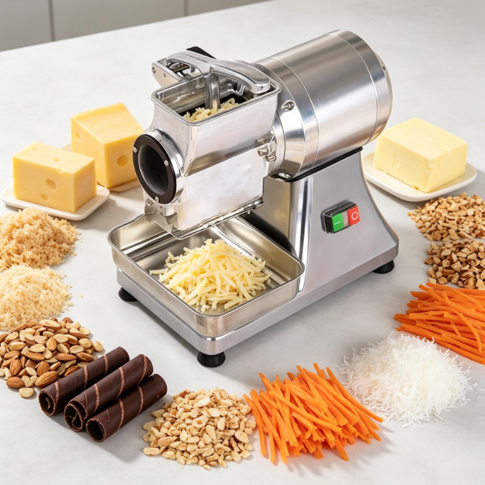 Xjymposium Electric Cheese Slicer Grater Grinder, High Output 40kg/H, High Efficiency Copper Motor, For Cheese, Butter, Bread Bran Crumbs