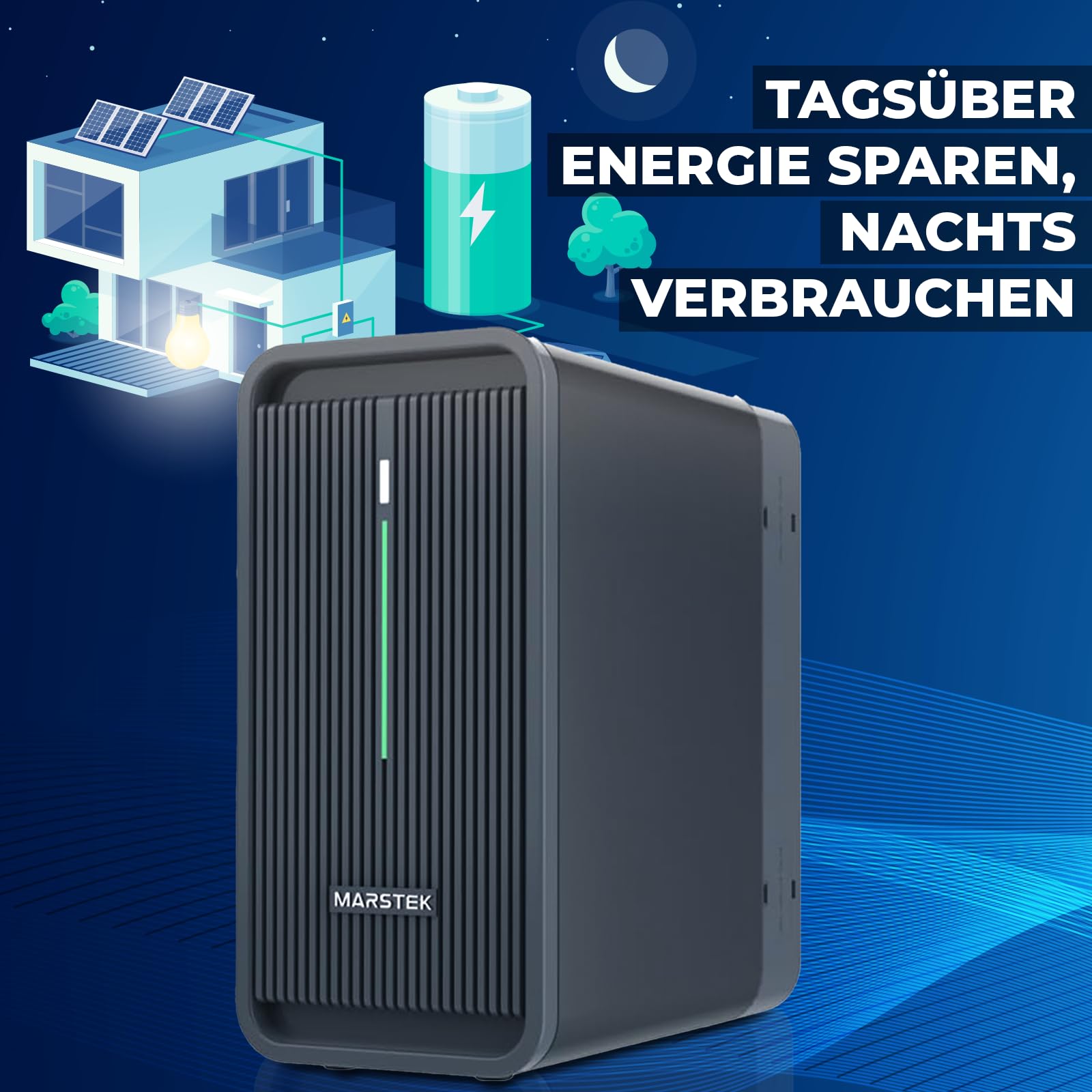 Marstek B2500 Speicher/Batterie für Balkonkraftwerk 2.24KWh MPP Tracker mit Smartmeter CT001, 6000+ Ladezyklen, App-Steuerung, für Innen- und Außenbereich (IP65), durch P2500 erweiterbar bis 6.7KWh