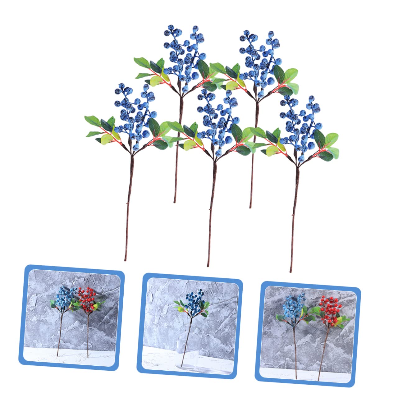 DECHOUS 20piezas Artificiales De Acebo para Decoración Navideña Ramas De Falsa para Adornos De Árbol De Navidad y Manualidades
