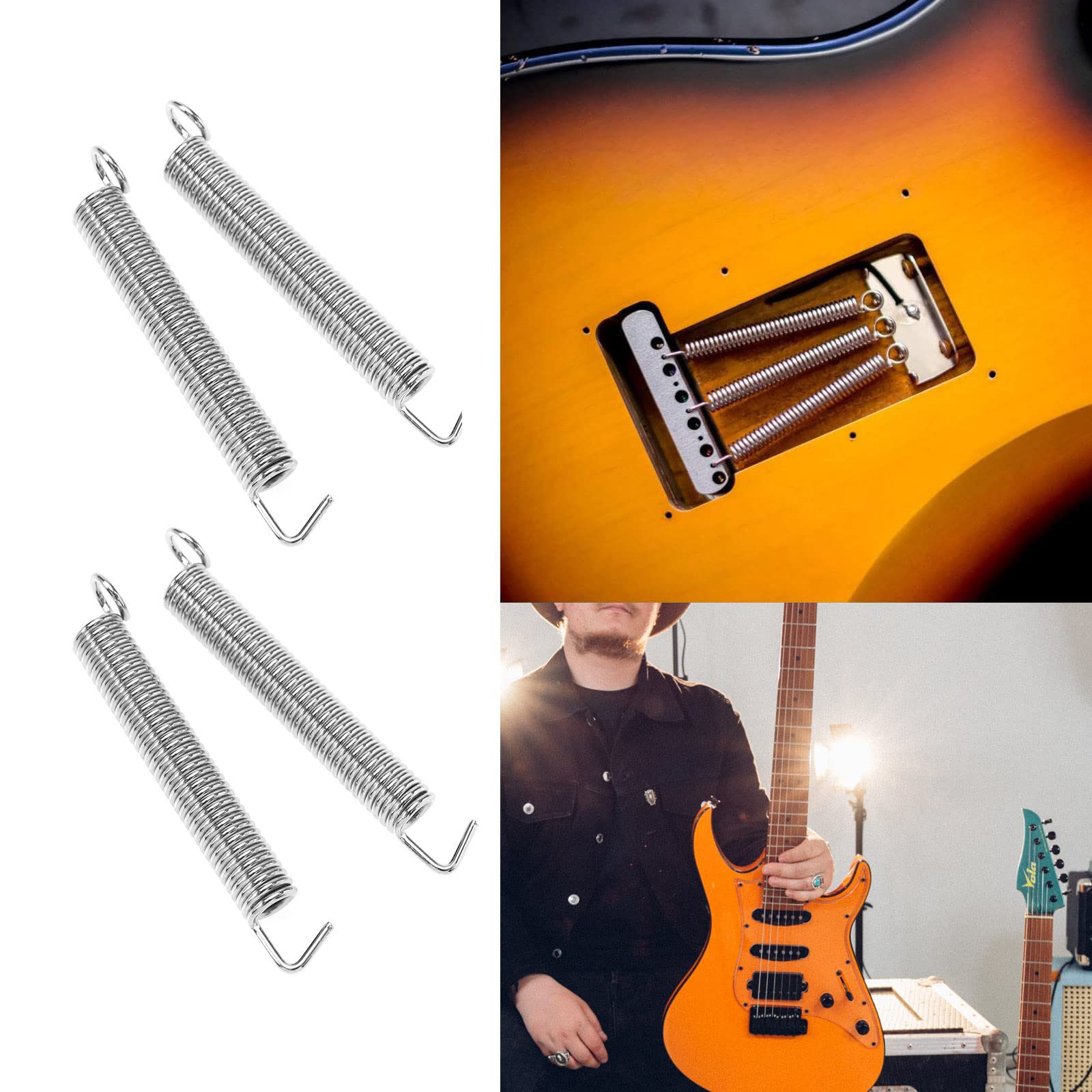 Lot de 6 ressorts de vibrato silencieux pour guitare électrique Floyd Rose ST/Stratocaster Argenté