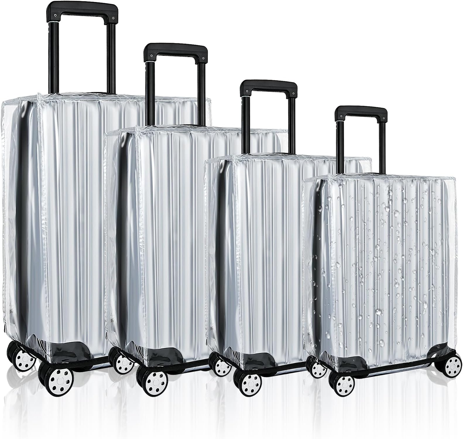 4 Pieces Clear Luggage Cover for Suitcase, Waterproof PVC Luggage Cover Protector, Anti-scratch Suitcase Protective Cover for Travel (20", 22", 24", 28")