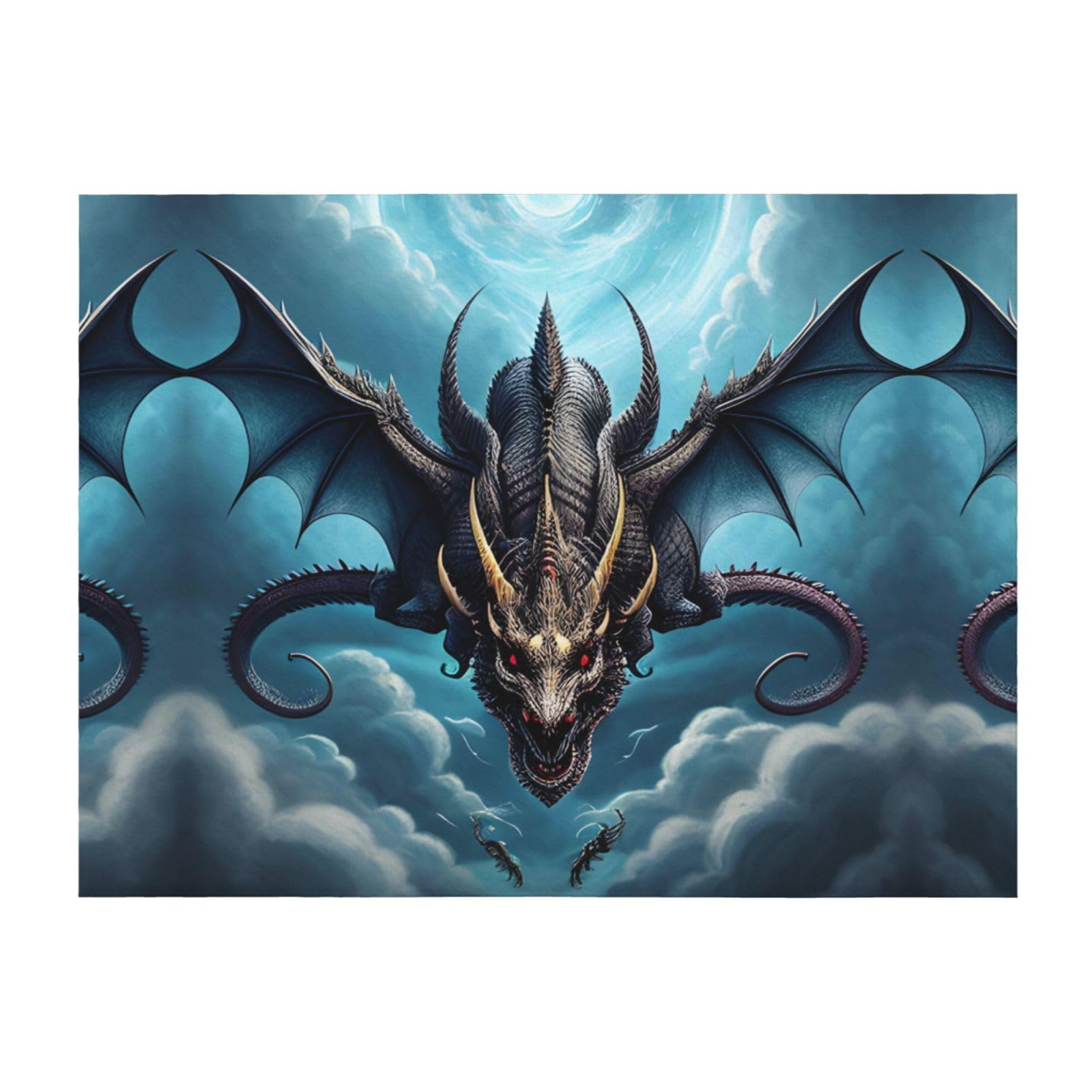 Couverture polaire flanelle plaid dragon volant grand lit