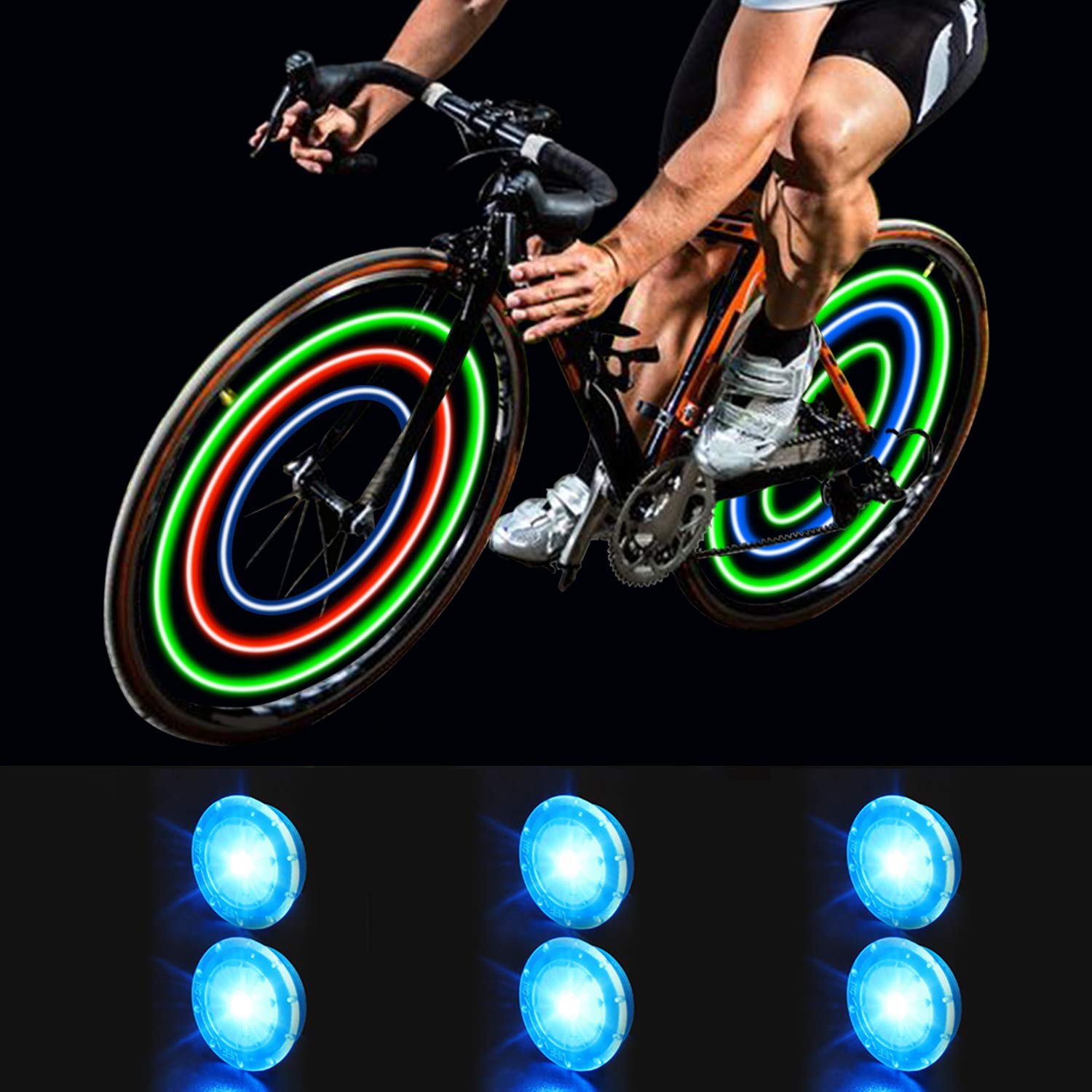 Bike Light LED Bike Wheel Lights (2 Wheels, Strips) Waterproof - Main Image