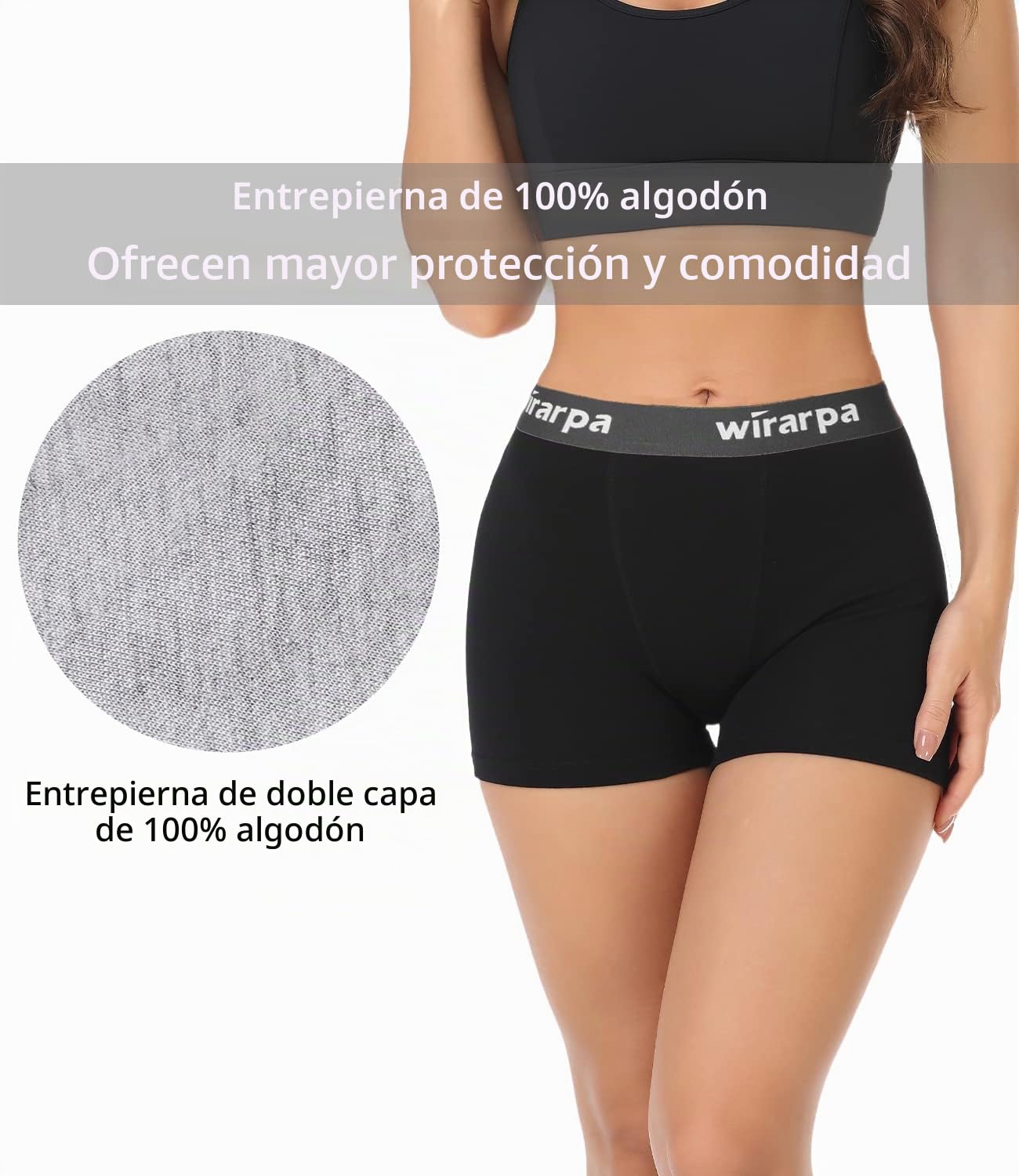 wirarpa Boxer Mujer Pantalon Antirozaduras Algodon Bragas Culotte Shorts 3'' Inseam Pack de 4