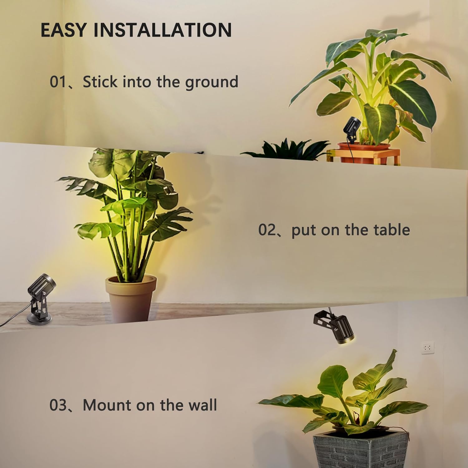 2 Pack LED Spot Lights Indoor Dimmable Accent Lighting Uplights with Remote 7.5 ft Cord Adjustable Warm White Aluminum Finish Up Light for Plants Art Decor (Including Base and Stake)