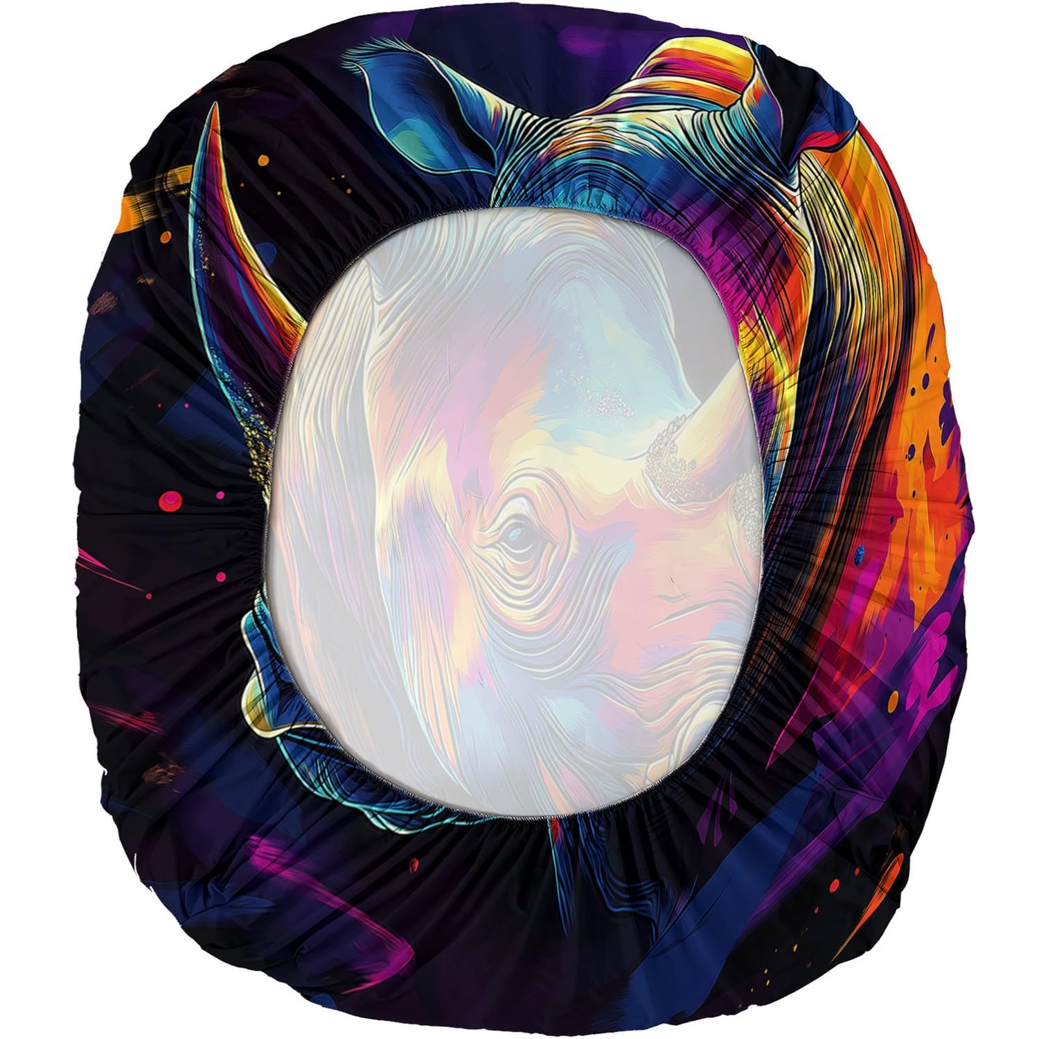 Lenzuolo con angoli 3 pezzi stampato 160 x 201 cm Rinoceronte di pittura digitale Lenzuolo con angoli extra profondo Colore Lenzuola con angoli con federe in microfibra spazzolata