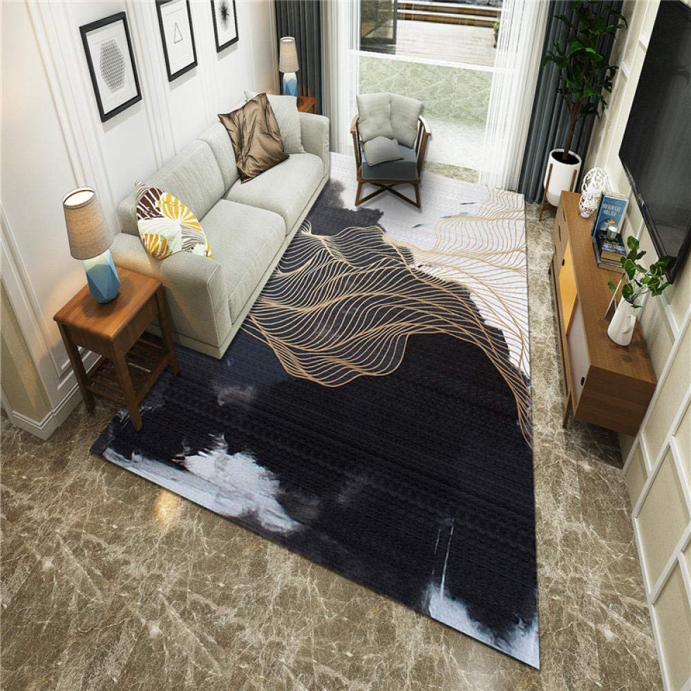 Tapis de velours de cristal lavable et doux style abstrait pour chambre