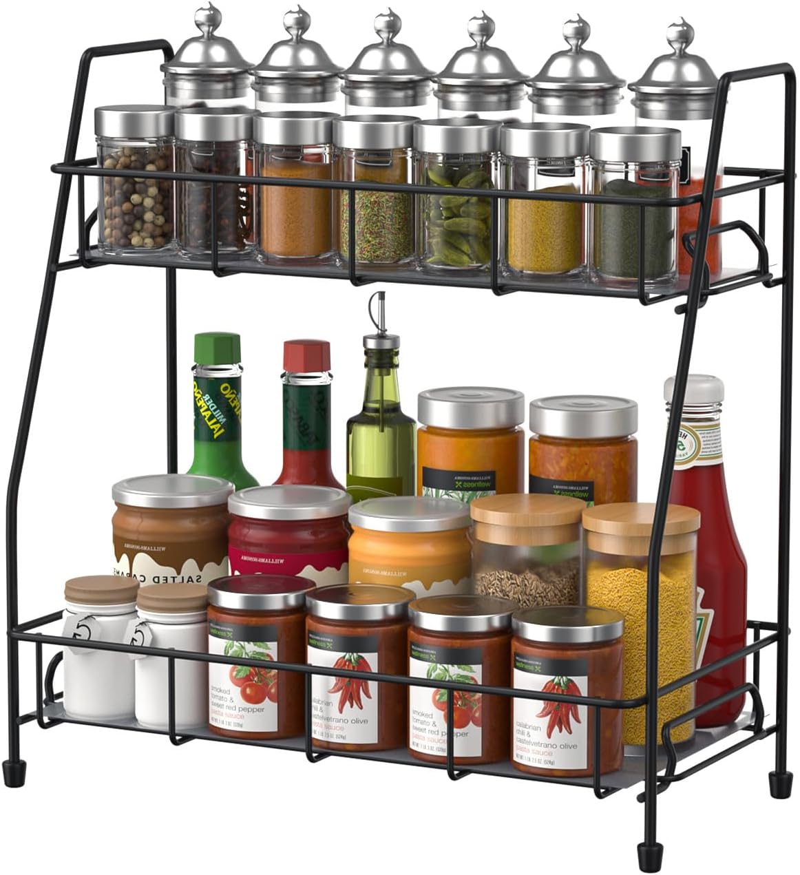 BOKIOVIN 2 Tier Spice Racks Organiser Free Standing for Kitchen Counter ...