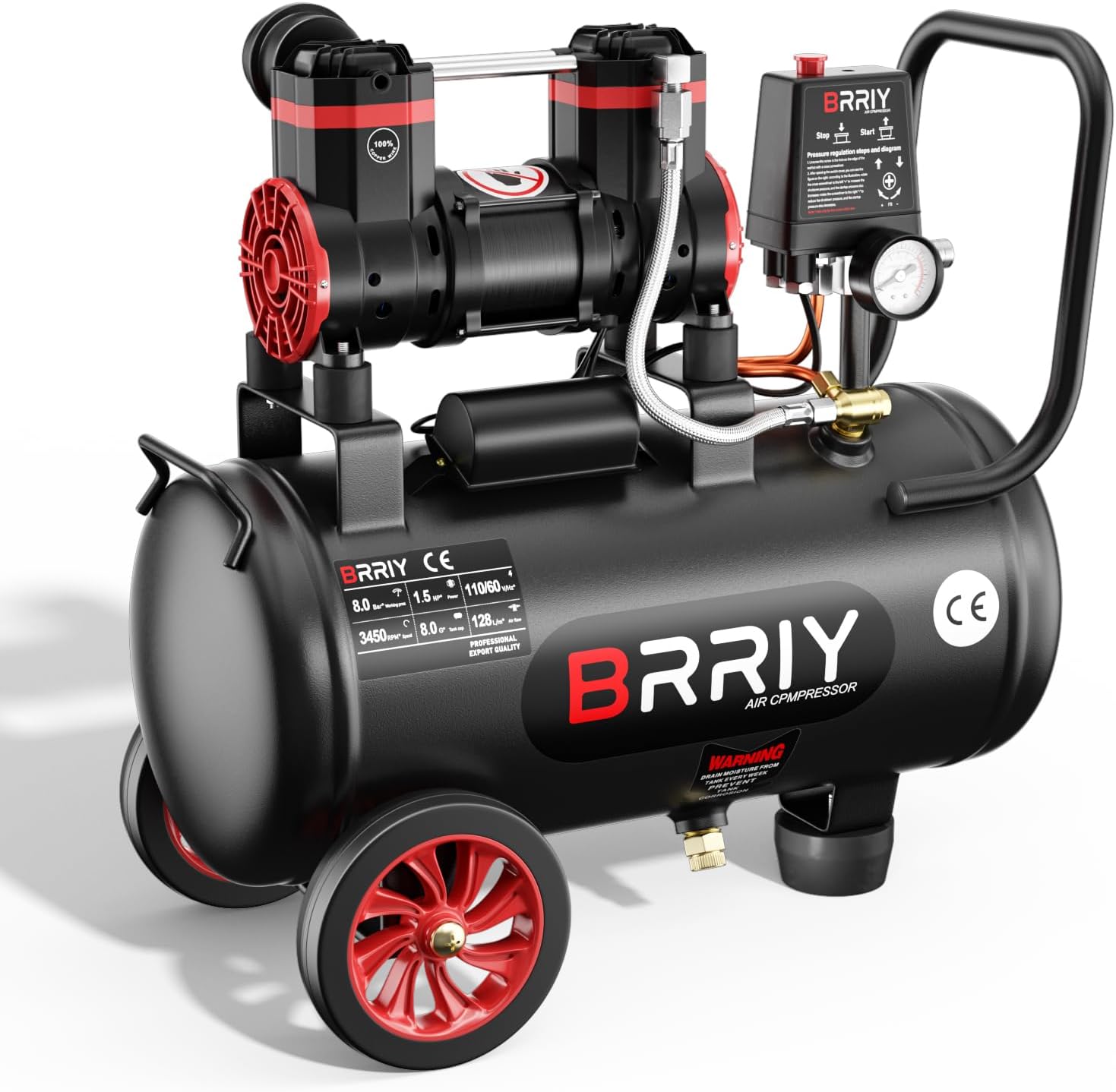 Air Compressor, 1 Gallon Steel Tank, 1HP 1.5 CFM 90PSI Oil Free Air Compressor & Max - View #4