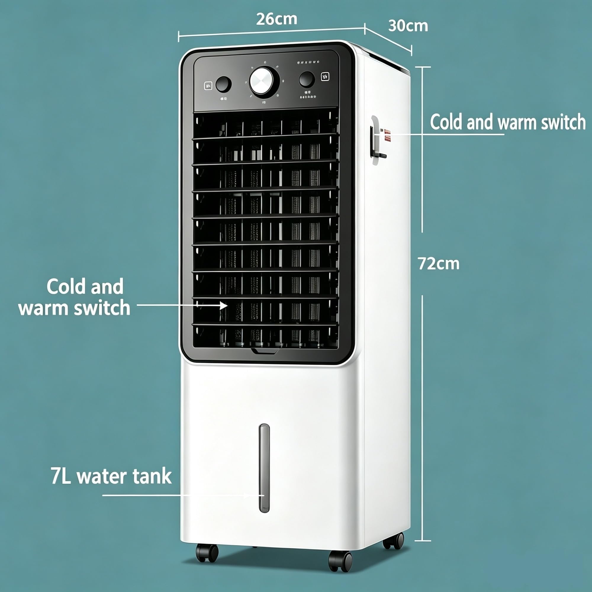 Aire acondicionado portátil con mando a distancia y bomba de calor 4 en 1 con refrigeración calefacción ventilador modo nocturno enfriador de aire con temporizador 12H (versión remota de control)