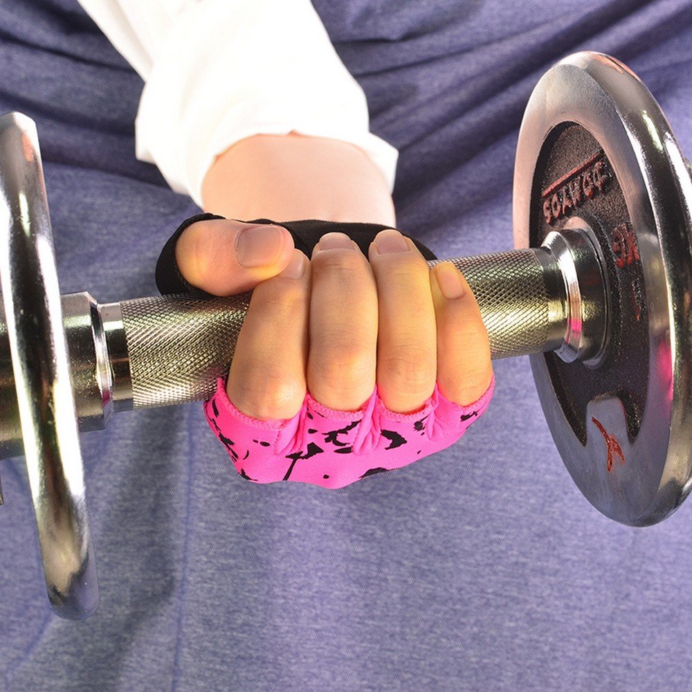 1 par de Guantes de Gimnasio, Guantes de Entrenamiento para Fitness, Guantes Deportivos para Levantamiento de Pesas, Guantes Antideslizantes para Mujeres, Guantes de Yoga (Rosa S y M)