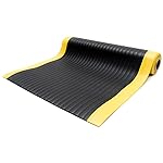 Bertech Anti Fatigue Floor Mat (Made in USA), 3 Feet Wide x 60 Feet Long x 3/8 Inches Thick, Ribbed Pattern Top, Black with Yellow Border, RoHS and REACH Compliant
