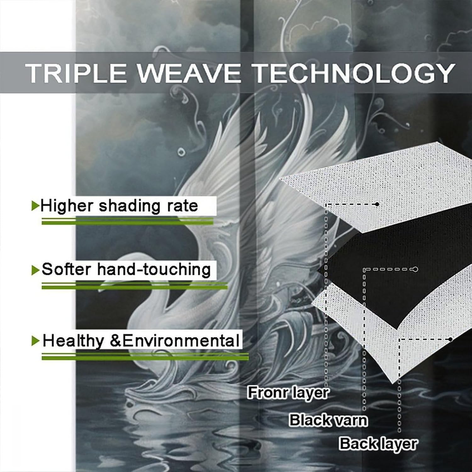 Brebasf Modern Gothic Valentine Day Swan Curtains Rustic Painting Art Nature Wildlife Swan Bird Window Drapes Blackout Curtains Rods Pocket Curtains 2 Panels 63" L x 31.5" W