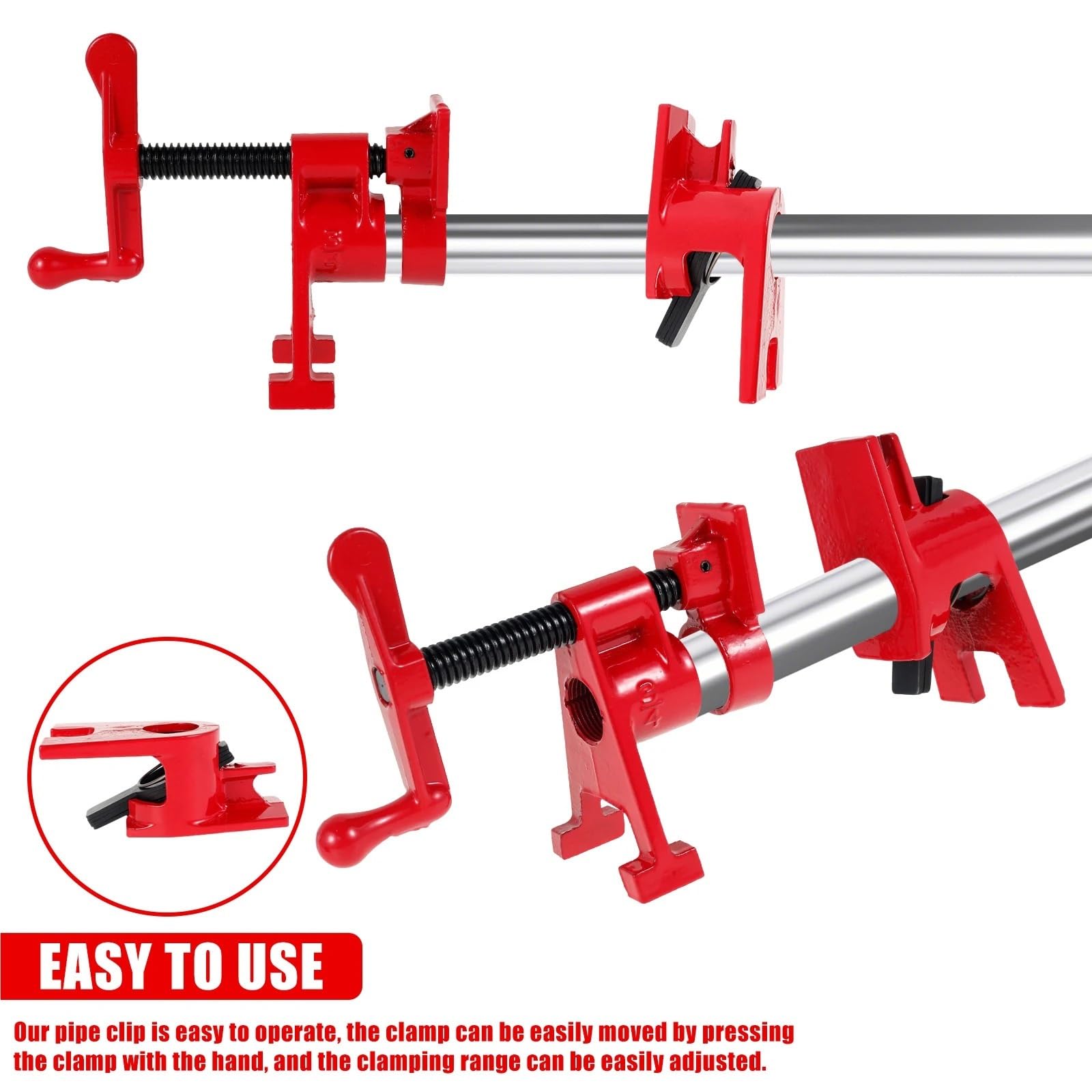 Juego de 2 abrazaderas for tubos madera 3/4", ajustables, resistentes, hierro fundido, liberación rápida, for carpintería y mejoras del hogar Para máquinas CNC(A)