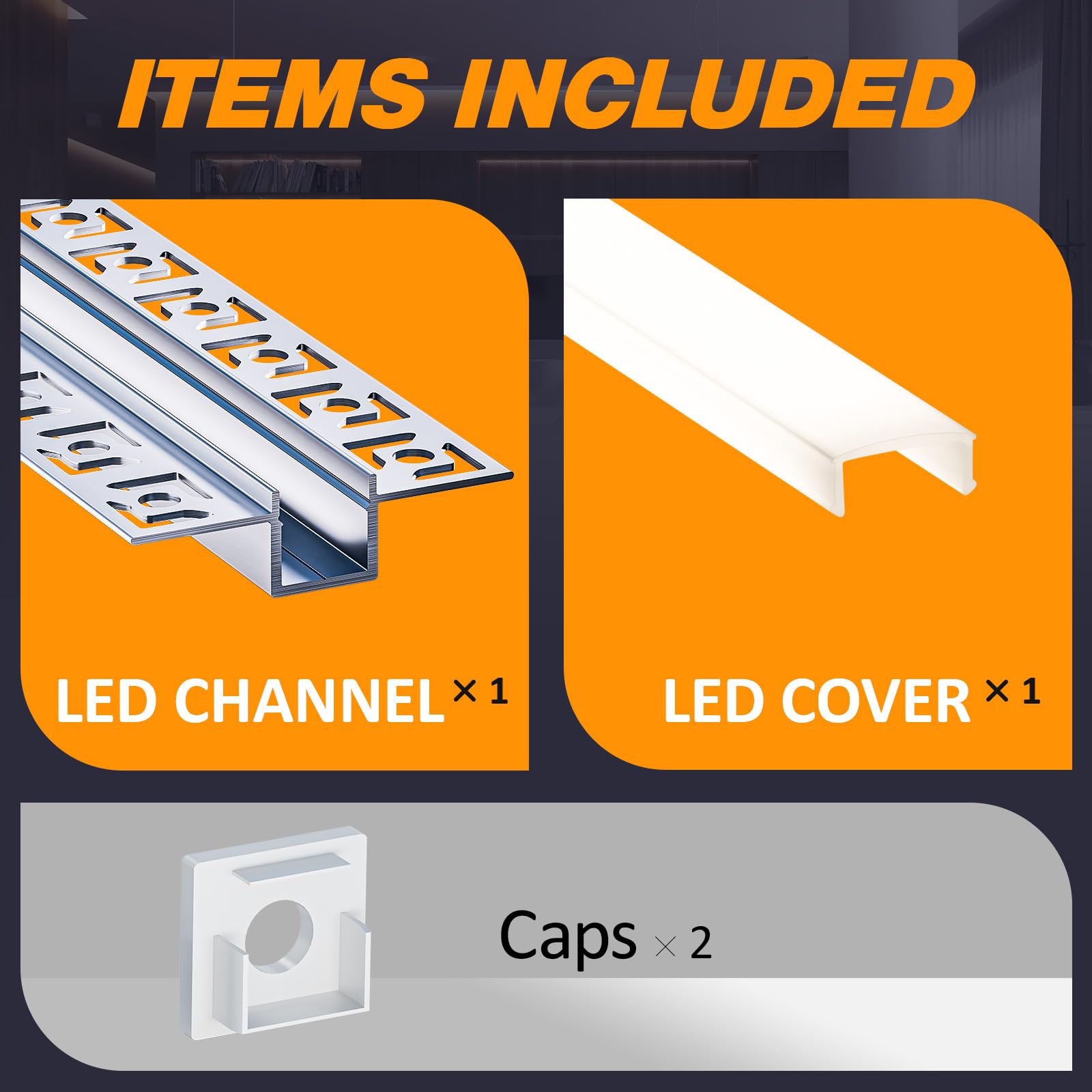 6 x LED Aluminium Profil 2 m (12 m) Led Trockenbau Profil led fliesenprofil für als 20 mm oder Dual Led Streifen/Led Leisten/Led Profil, with Milchig Weißer Abdeckung Endkappen - 55,5 x 14,9 mm