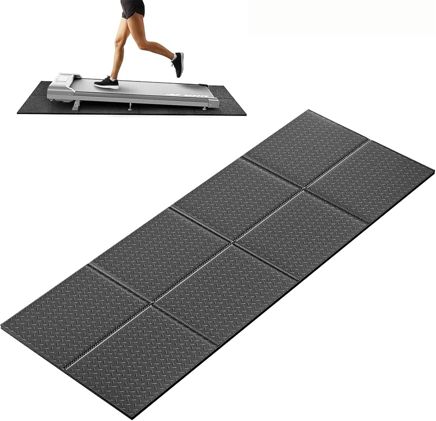 Non-Slip Walking Pad Treadmill Mat for Carpet Floors,55x24 Hardwood Floor Protection, Mats for Under Walking pad/Treadmill/Bike/Exercise Equipment on Carpets, Noise Shock Absorption, Stationary