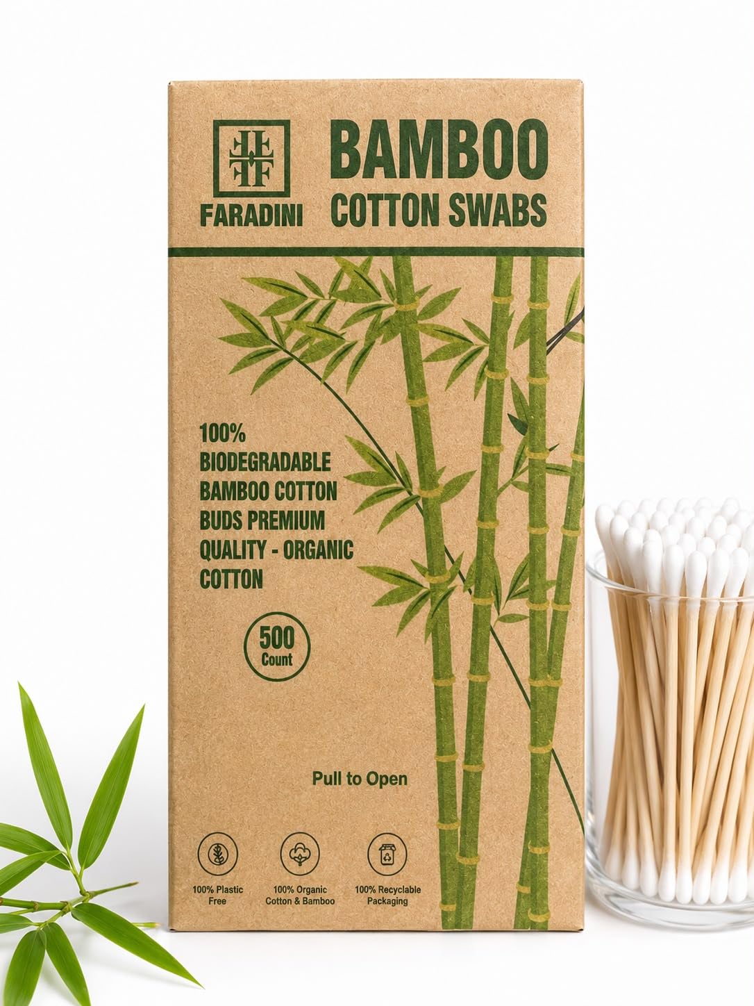 Bamboo Qtips Cotton Swabs 500 Count | Eco-Friendly & Pure Cotton Buds | Double Tipped Sticks | 100% Plant-Based & Natural | Perfect for Makeup & Nail Applications, Arts & Crafts, Removing Dust & Dirt