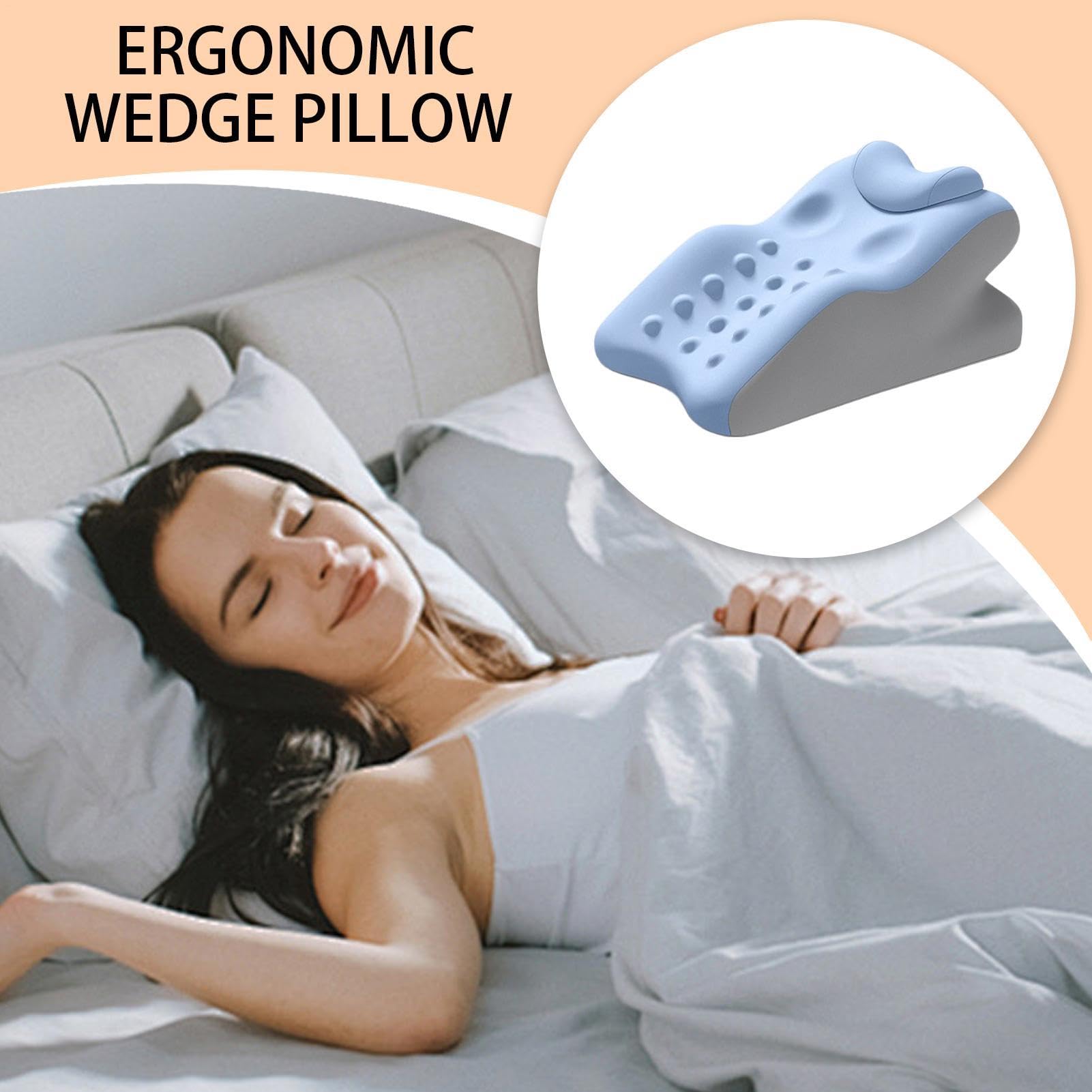 Almohada de cuña para dormir – Cojín ortopédico de espuma con memoria de forma con soporte reclinable, almohada ergonómica para espalda y piernas con extraíble y lavable para aliviar