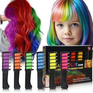 6色ヘアチョークコームセット、洗い流せる一時的なヘアカラー染料、安全で無毒なヘアチョークコームセット、携帯用カラフルヘアカラーブラシ、ハロウィン・コスプレ・クリスマスパーティー用染色ツールキット